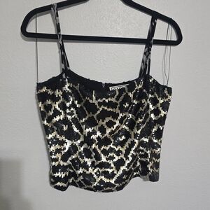 Carlisle Black and Gold Sequin Crop Top